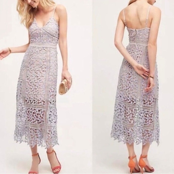 ELLIATT Lace Midi Dress V Neck Spaghetti Straps Size Large - Picture 1 of 8